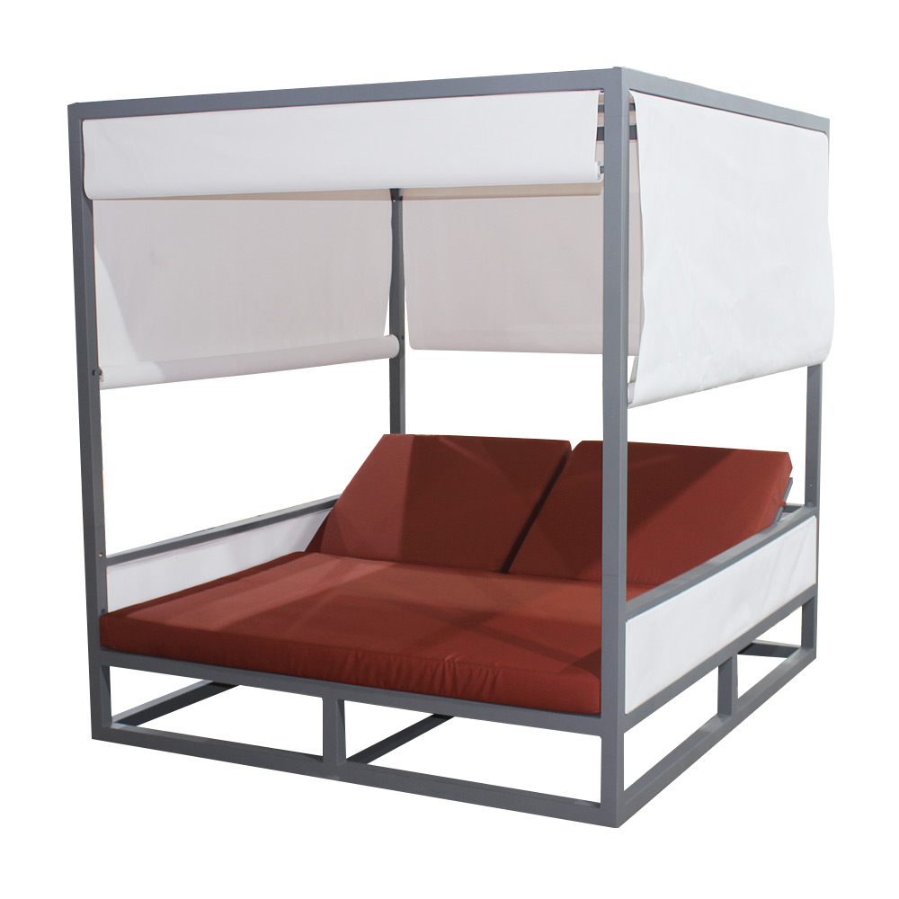 Outdoor pool aluminum cabana daybed with curtain