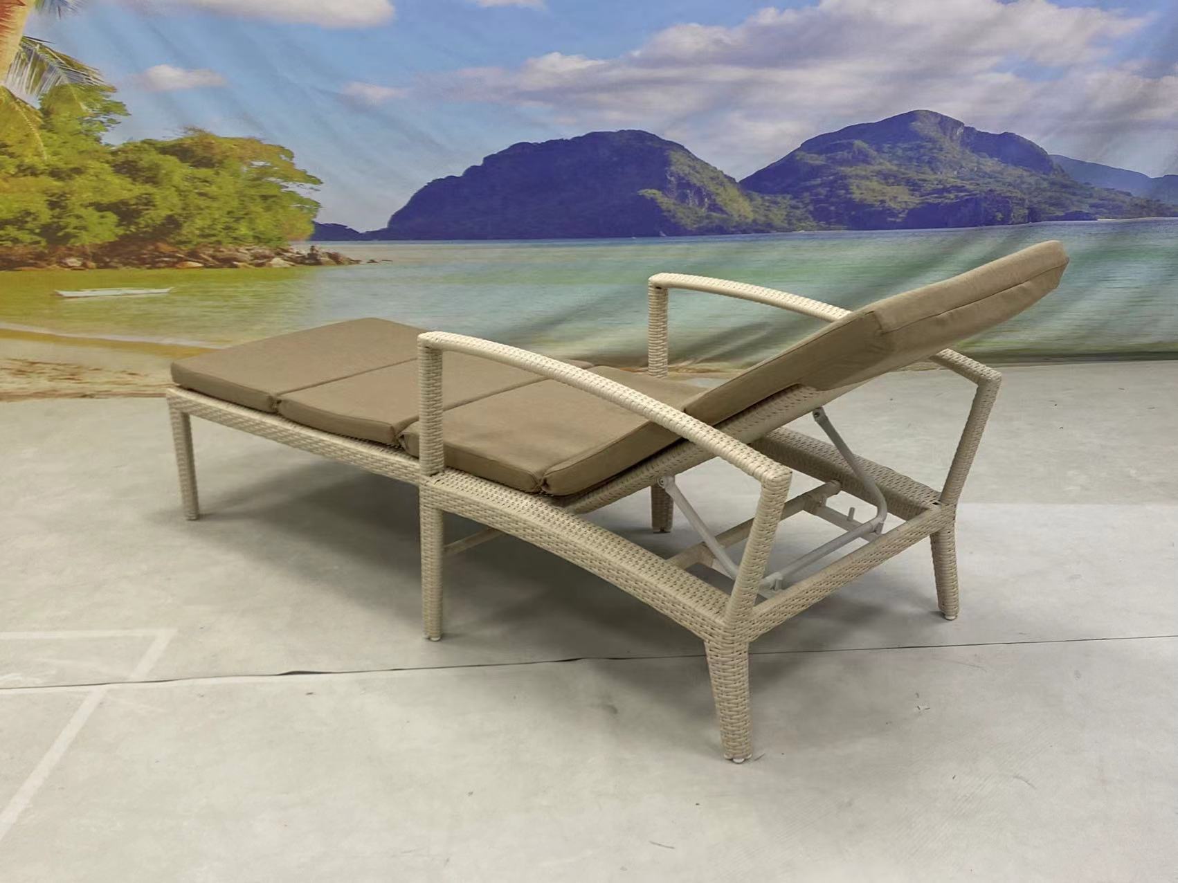 Outdoor pool wicker chaise lounge with cushion