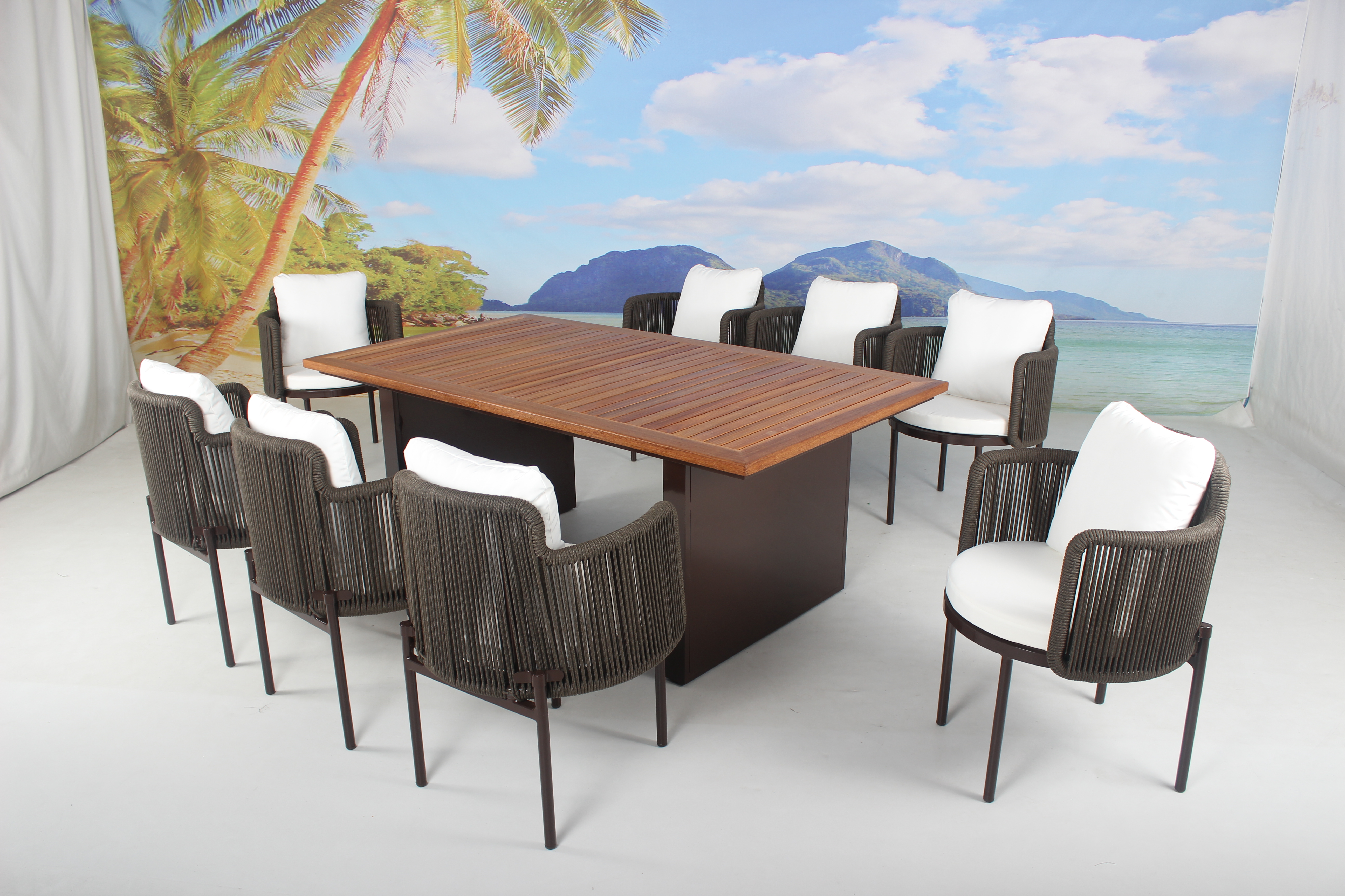 9 pieces patio furniture dining table set