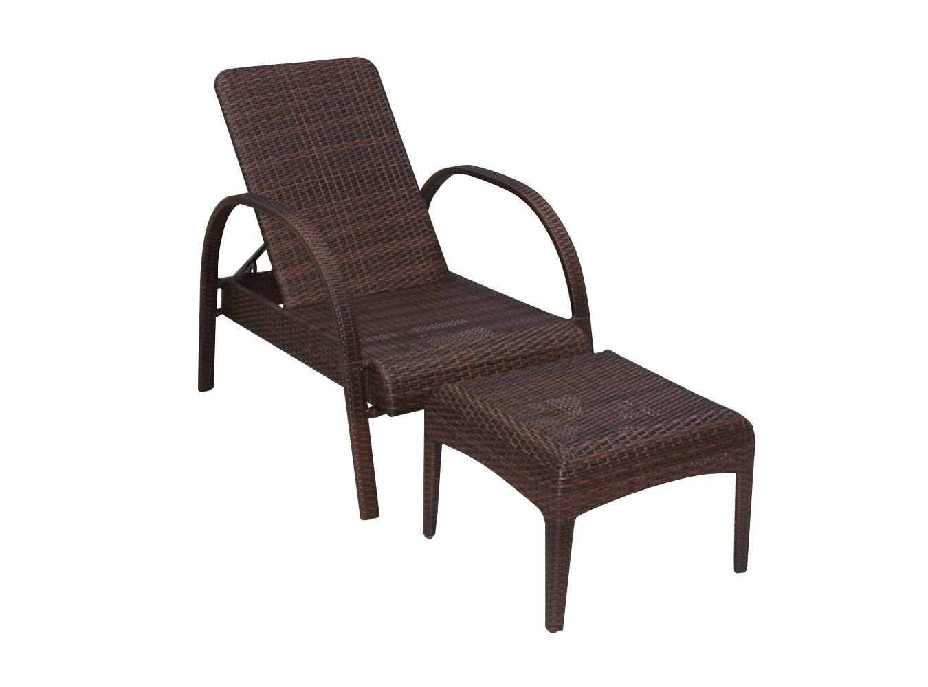 2-piece rattan reclining outdoor chaise lounge