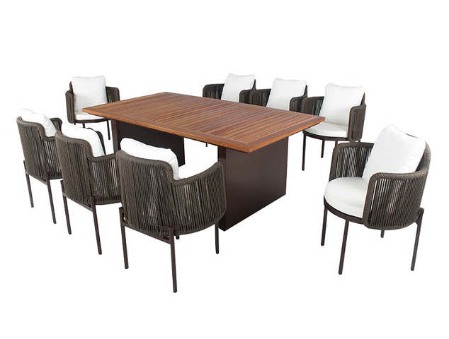 9 pieces patio furniture dining table set
