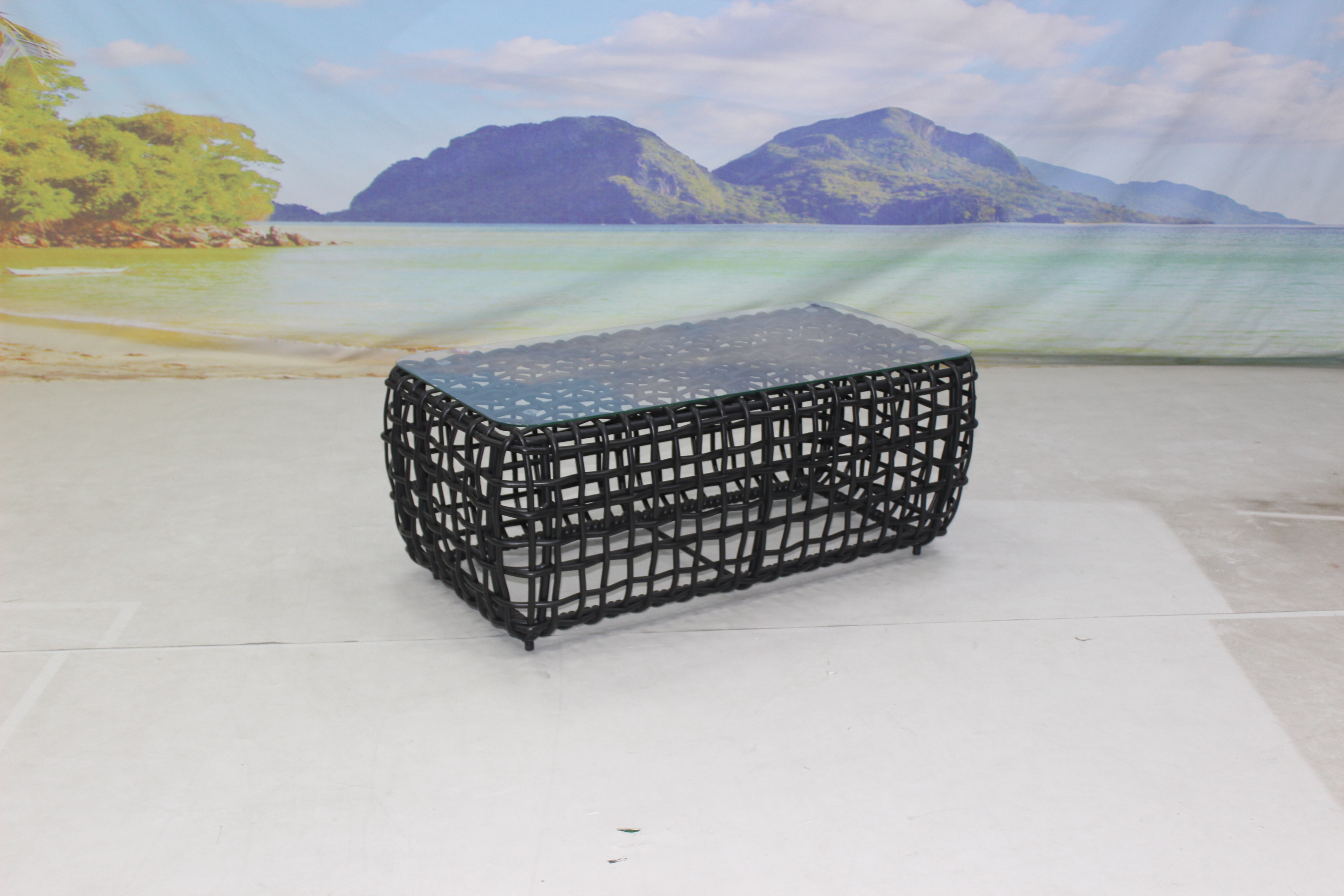 Foshan 4 pieces black rattan garden furniture sofa set