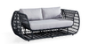 4 seat black synthetic rattan patio sofa set