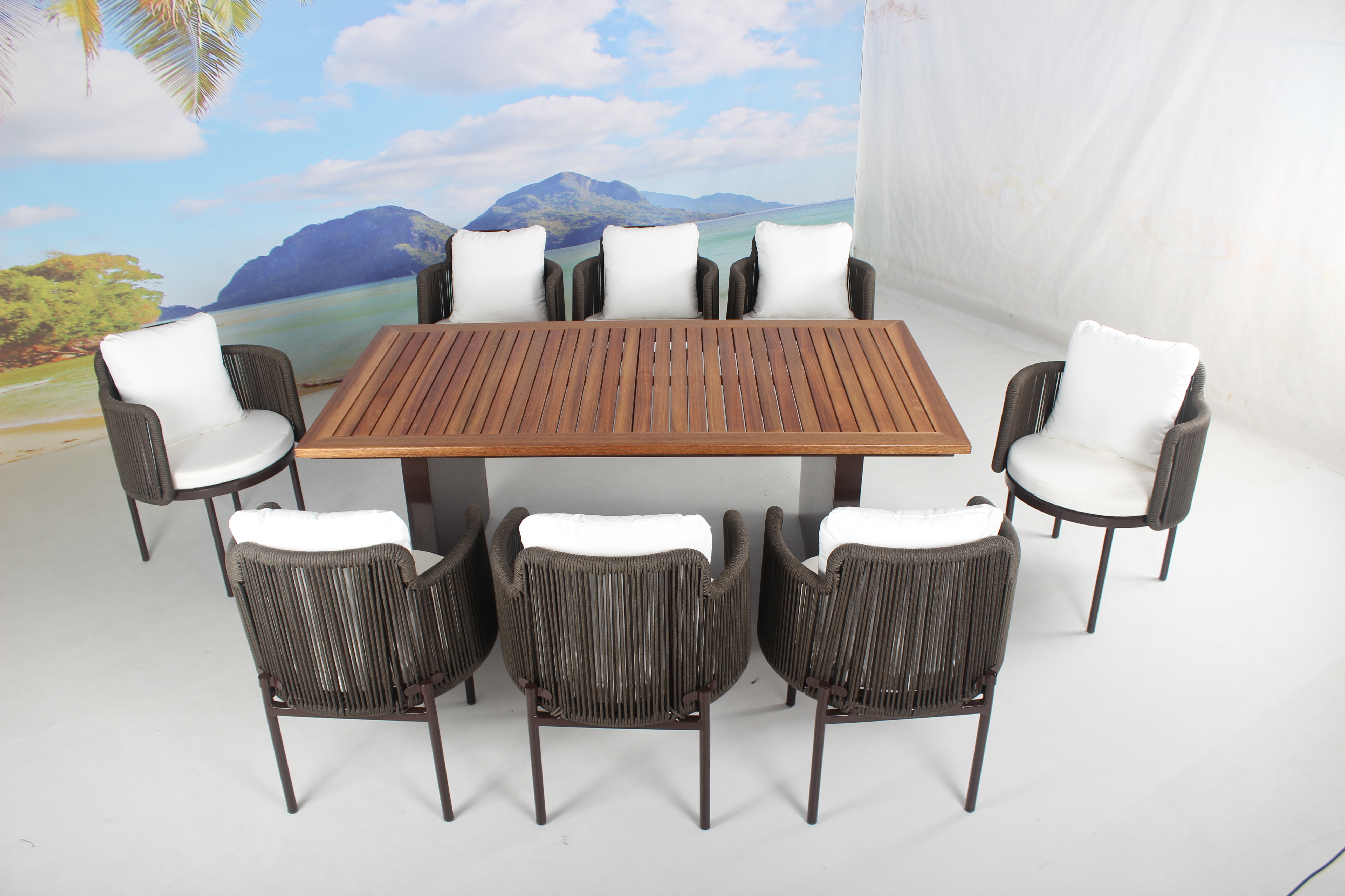 9 pieces patio furniture dining table set