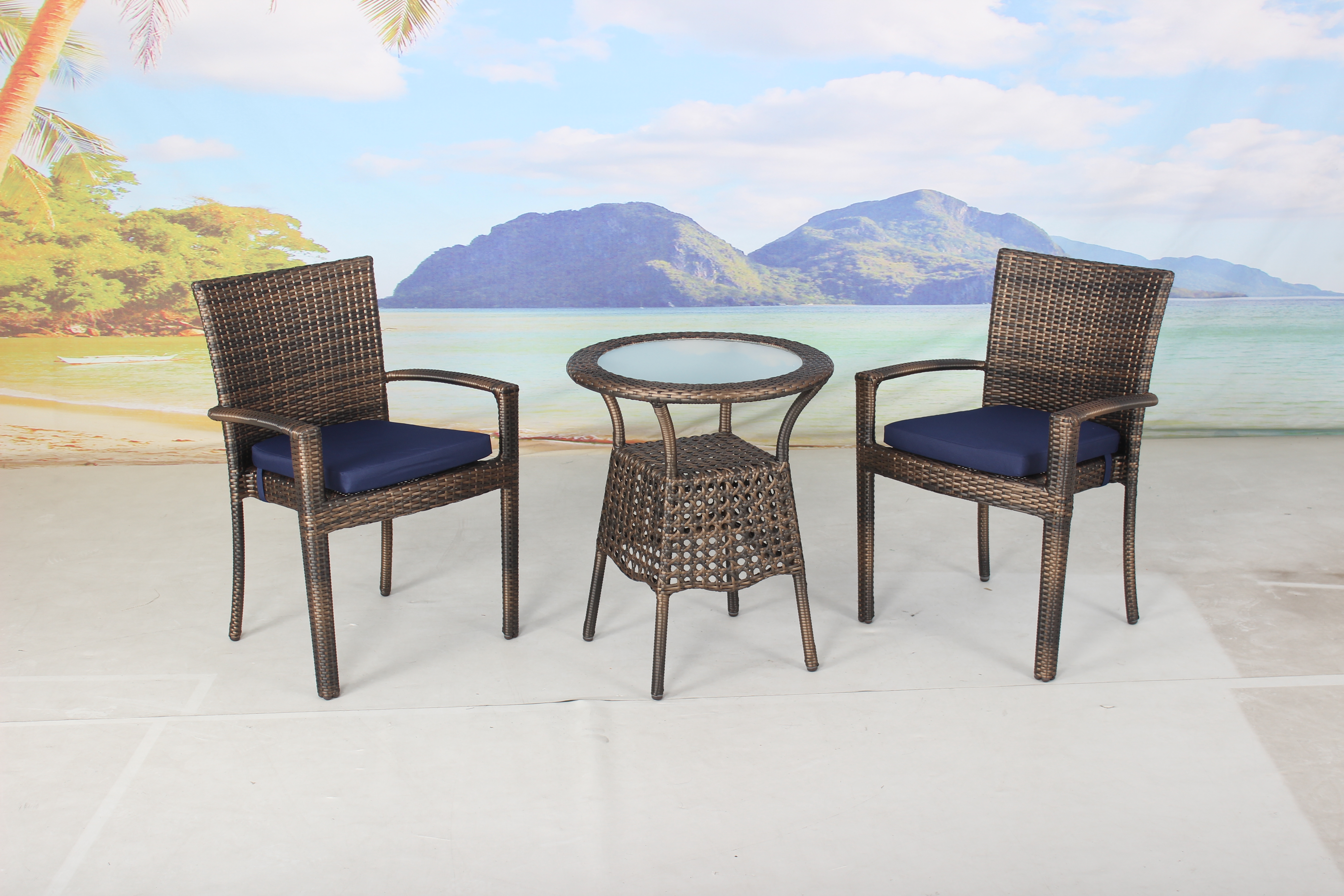 3 piece outdoor rattan patio bistro furniture set