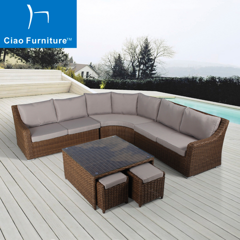 Wicker outdoor patio sectional sofa set