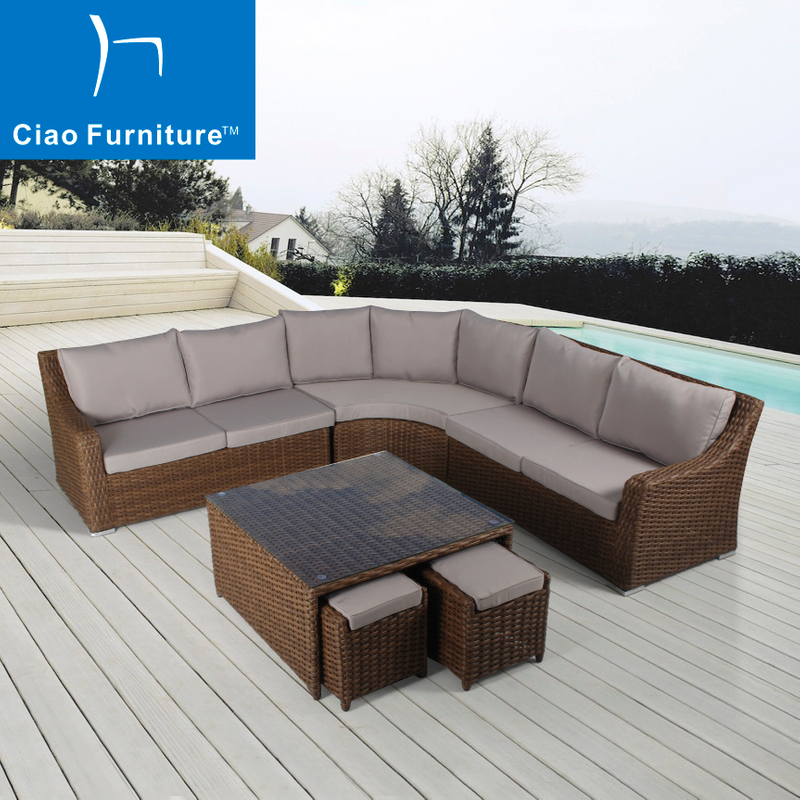 Wicker outdoor patio sectional sofa set