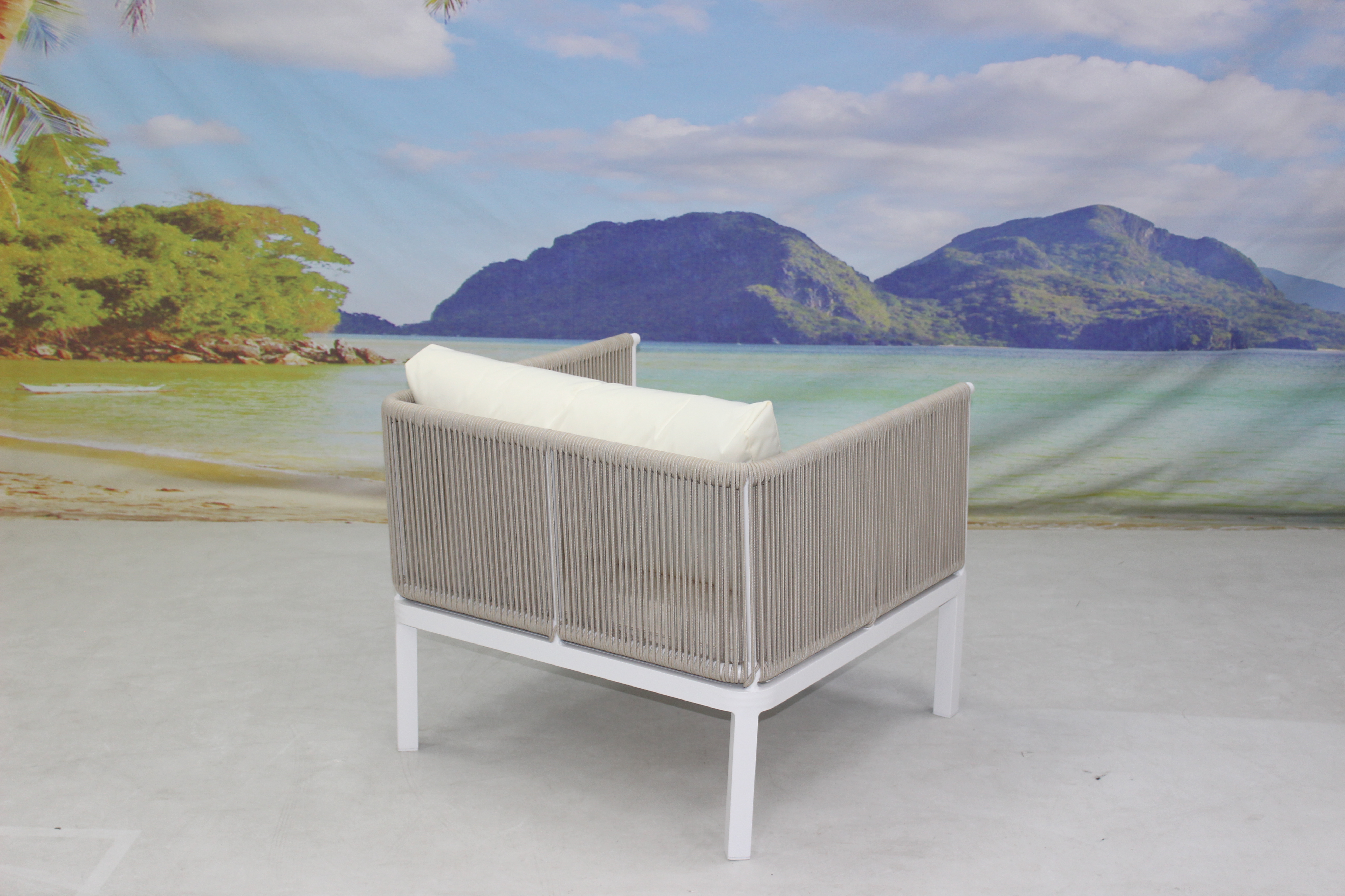 4 seater white aluminum rope woven outside seat sofa