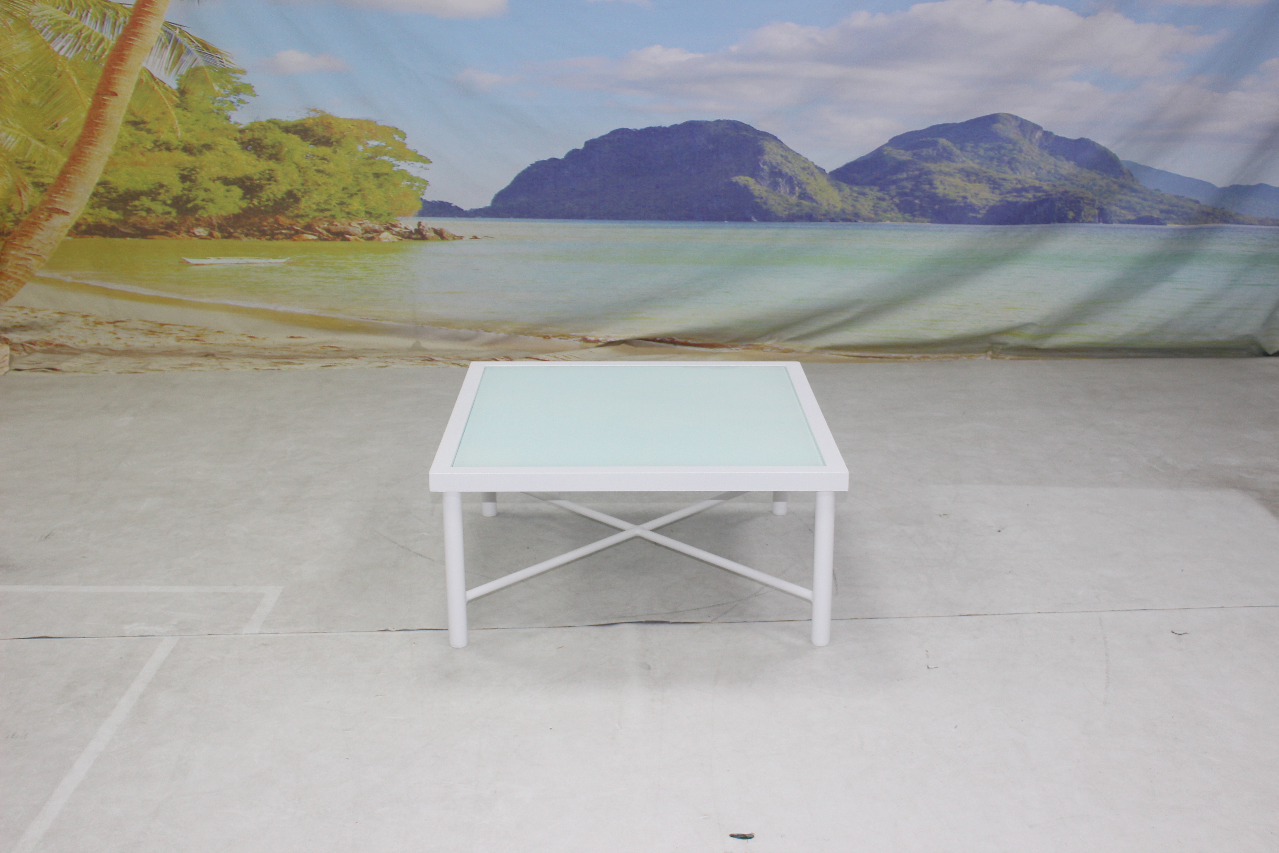 Weatherproof 4 seater terrace rattan sofa set with thick cushion