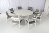 8 seater white patio aluminum large round dining table and chairs