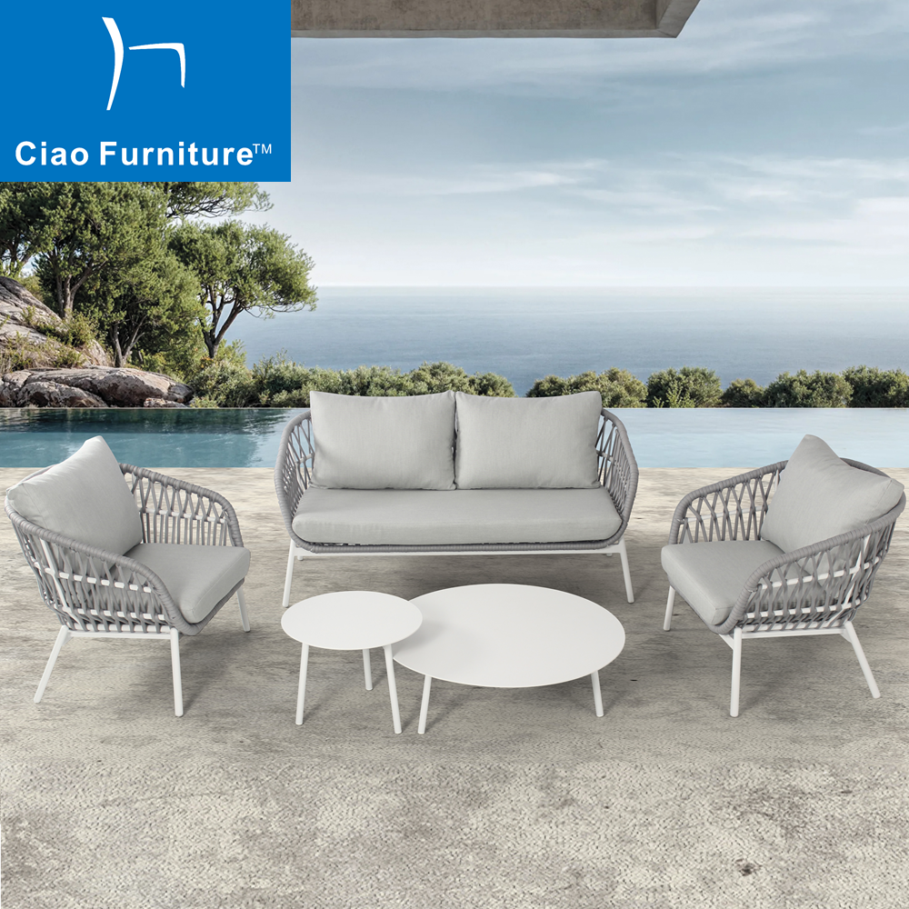 White garden modern exterior sofa set furniture