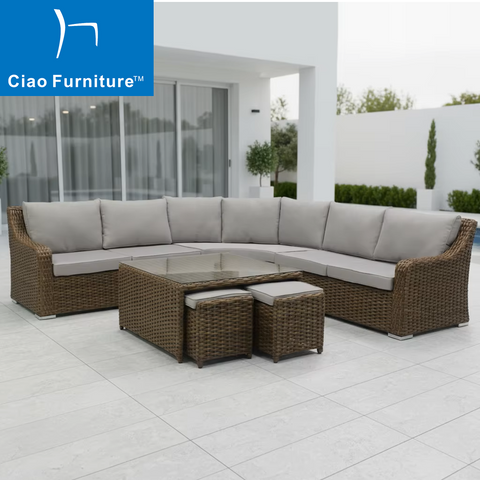 Wicker outdoor patio sectional corner sofa set