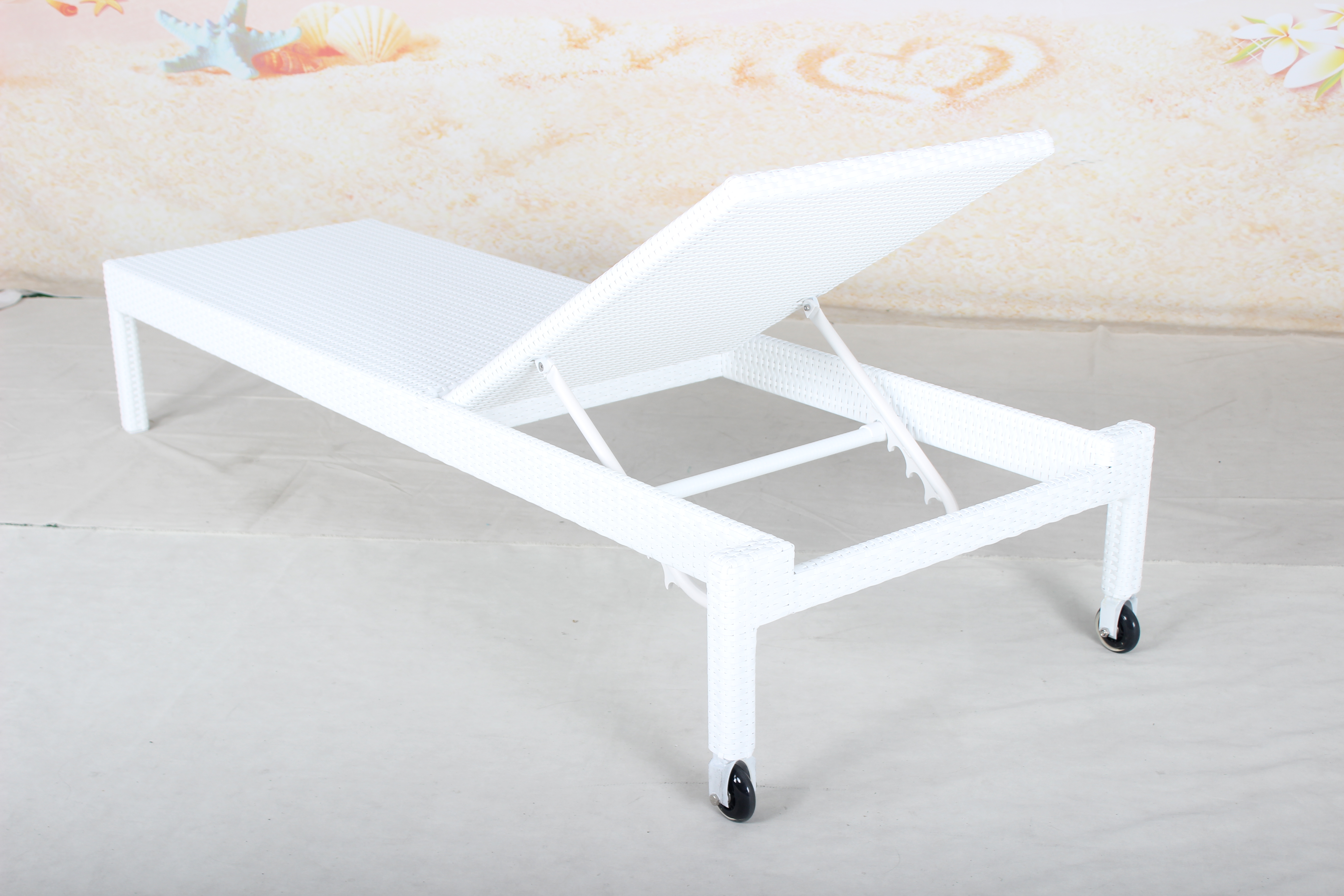 White garden pool rattan sun lounger