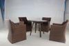 Outdoor brown wicker terrace furniture round dining table chairs set