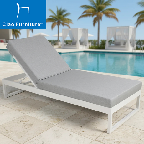 White pool outdoor aluminum lounger sunbed furniture