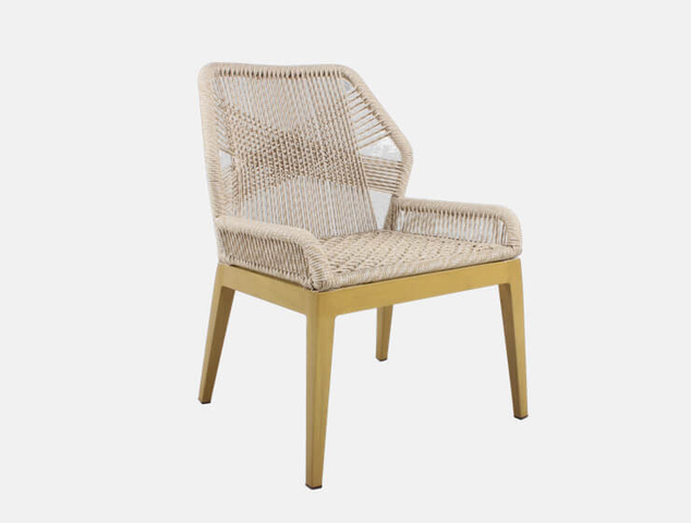 Rope weave beige outdoor single chair