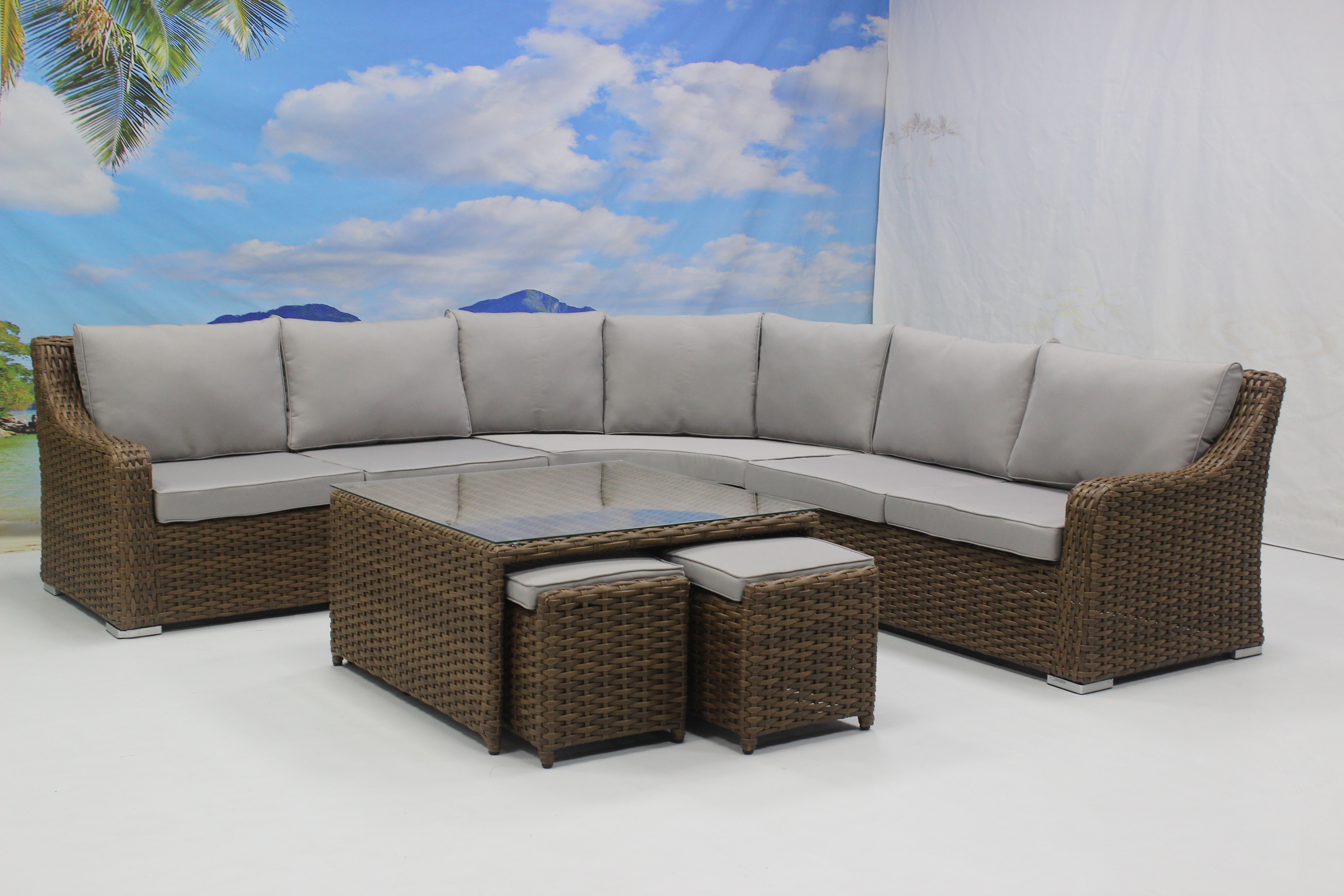 Wicker outdoor patio sectional sofa set