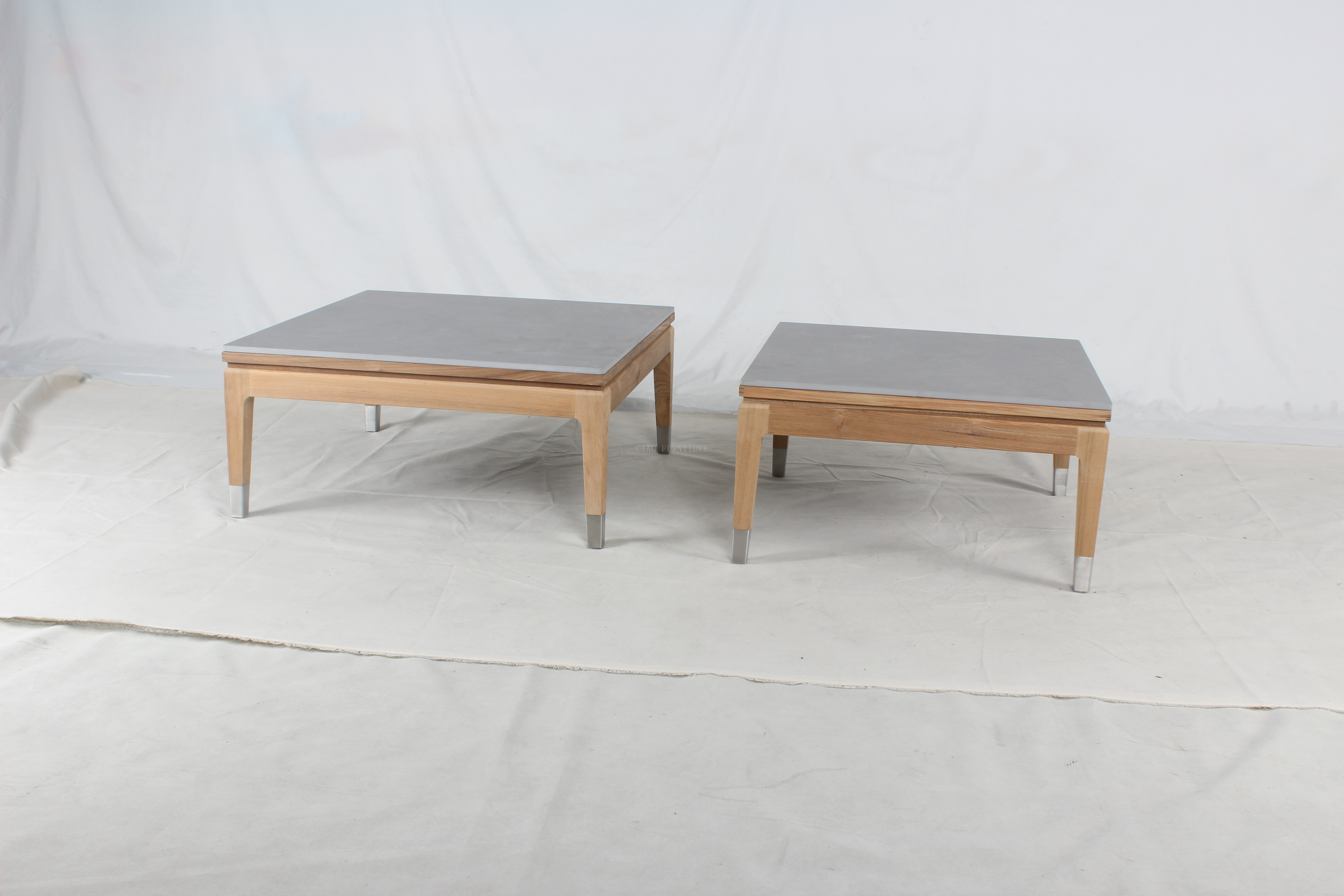 Square sintered stone top wood coffee table