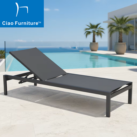 Outdoor aluminium pool chaise lounge chair