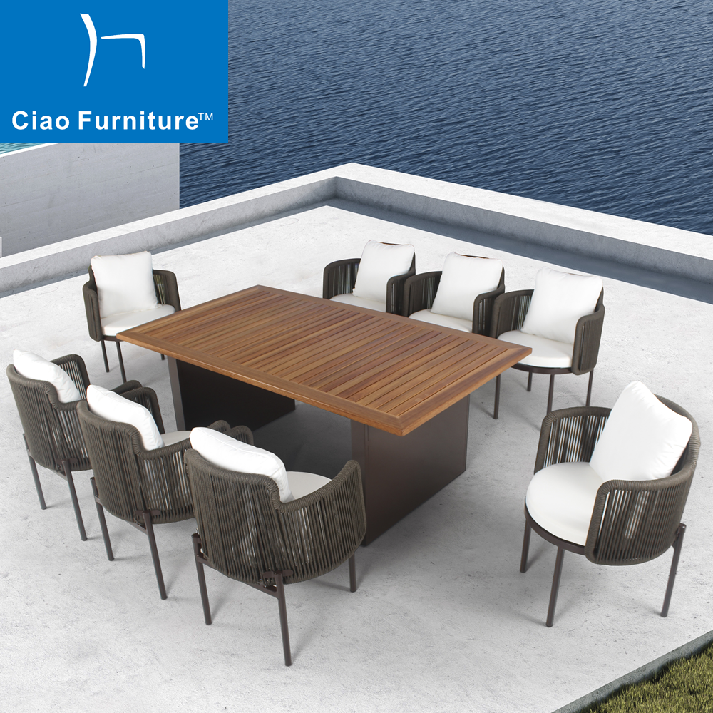 9 pieces patio furniture dining table set