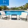 3 piece black aluminum outdoor conversation patio set