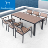 7 pieces outdoor patio plastic wood dining table chairs sets