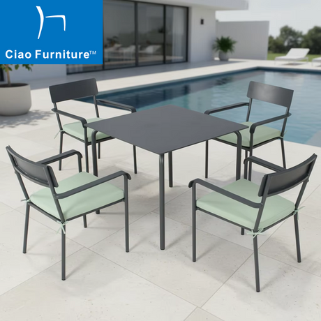 4 seater aluminum garden square dining furniture set 