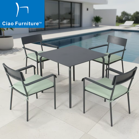 4 seater aluminum garden square dining furniture set 