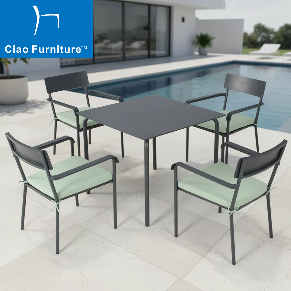 4 seater aluminum garden square dining furniture set 