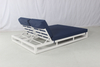 Commercial outdoor pool beach white aluminum double daybed with navy blue cushion