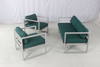 Resort 5 seater terrace outdoor aluminum seating sofa set with green cushion