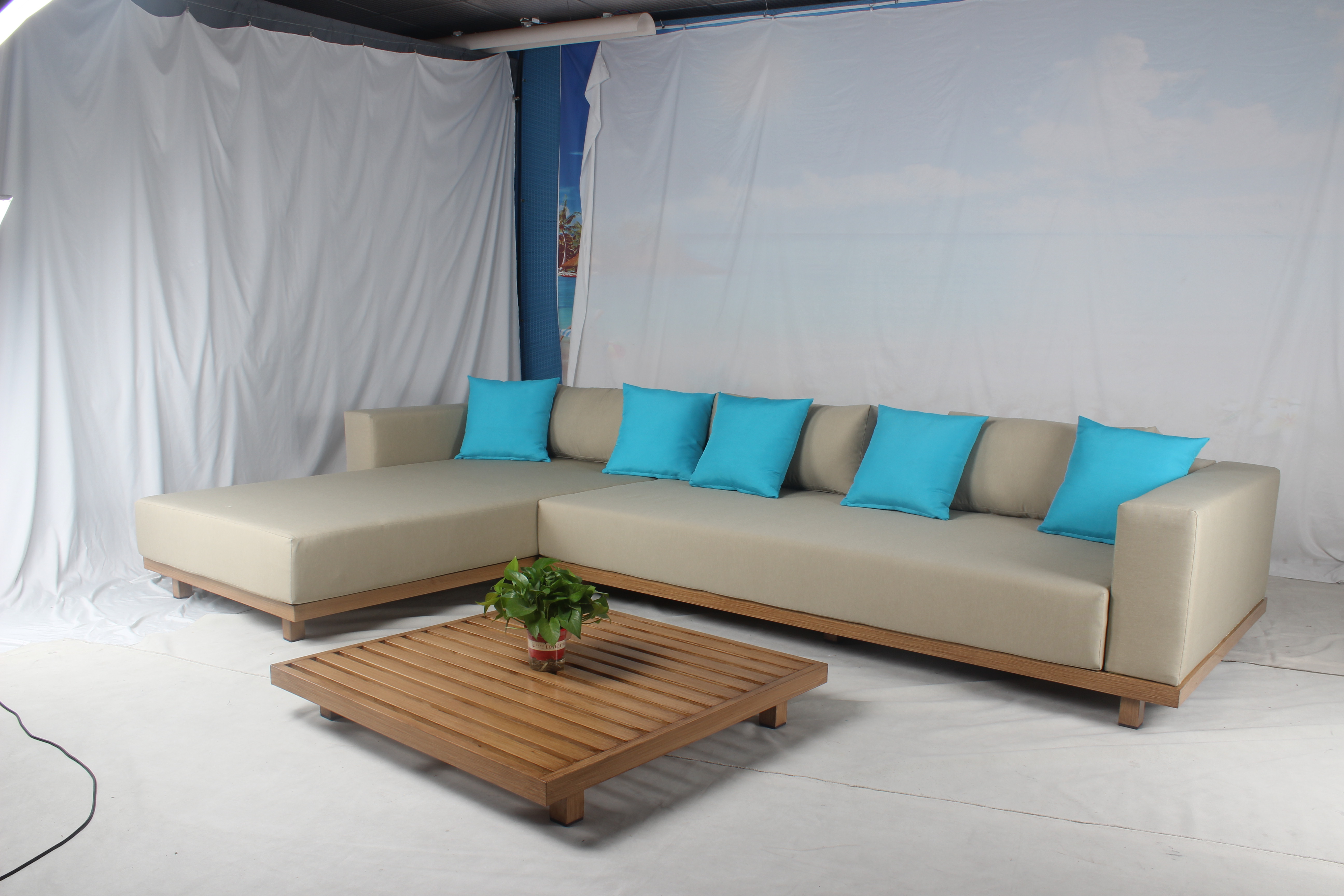 L shape garden outdoor sectional sofa