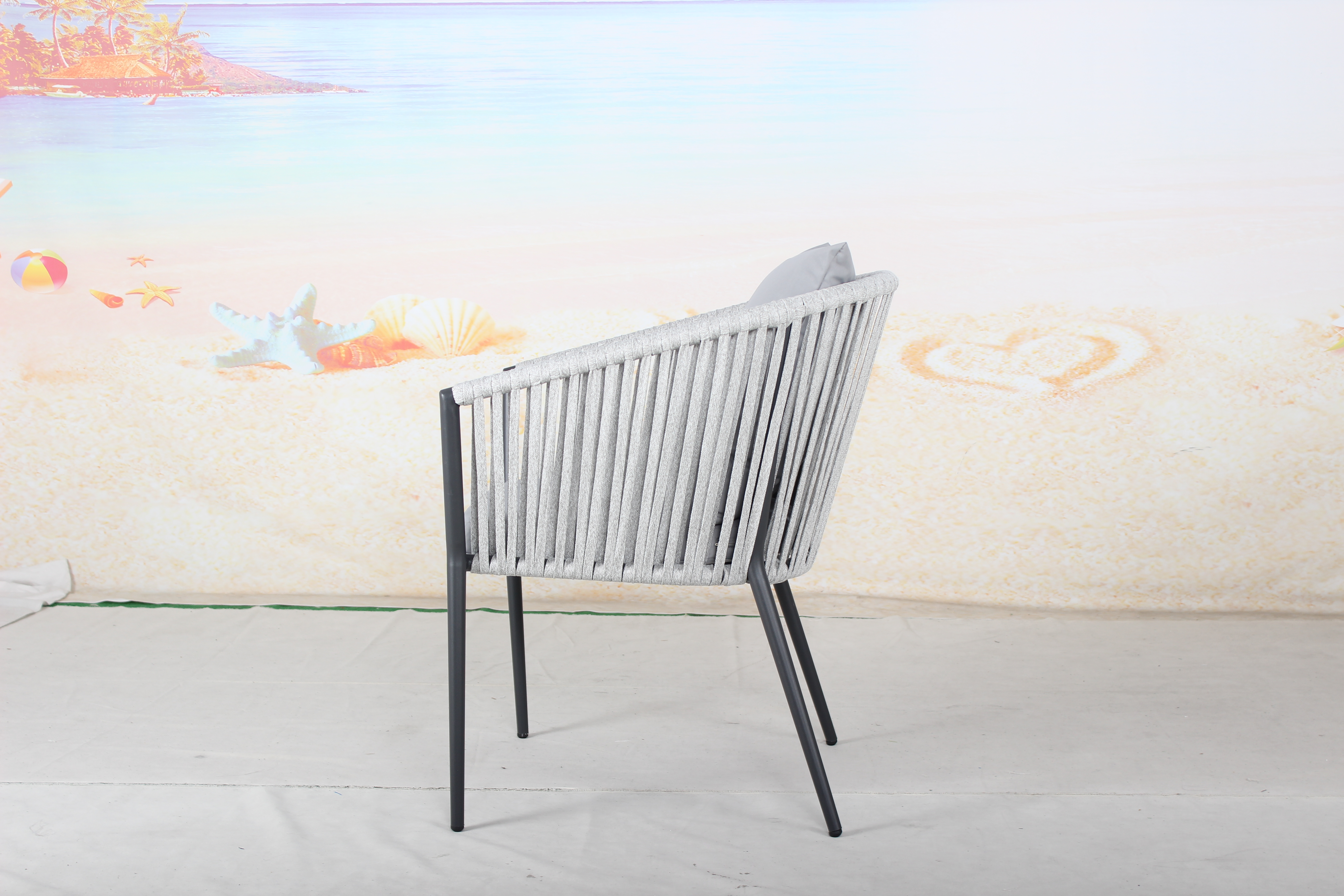 Grey rope garden patio dining chair