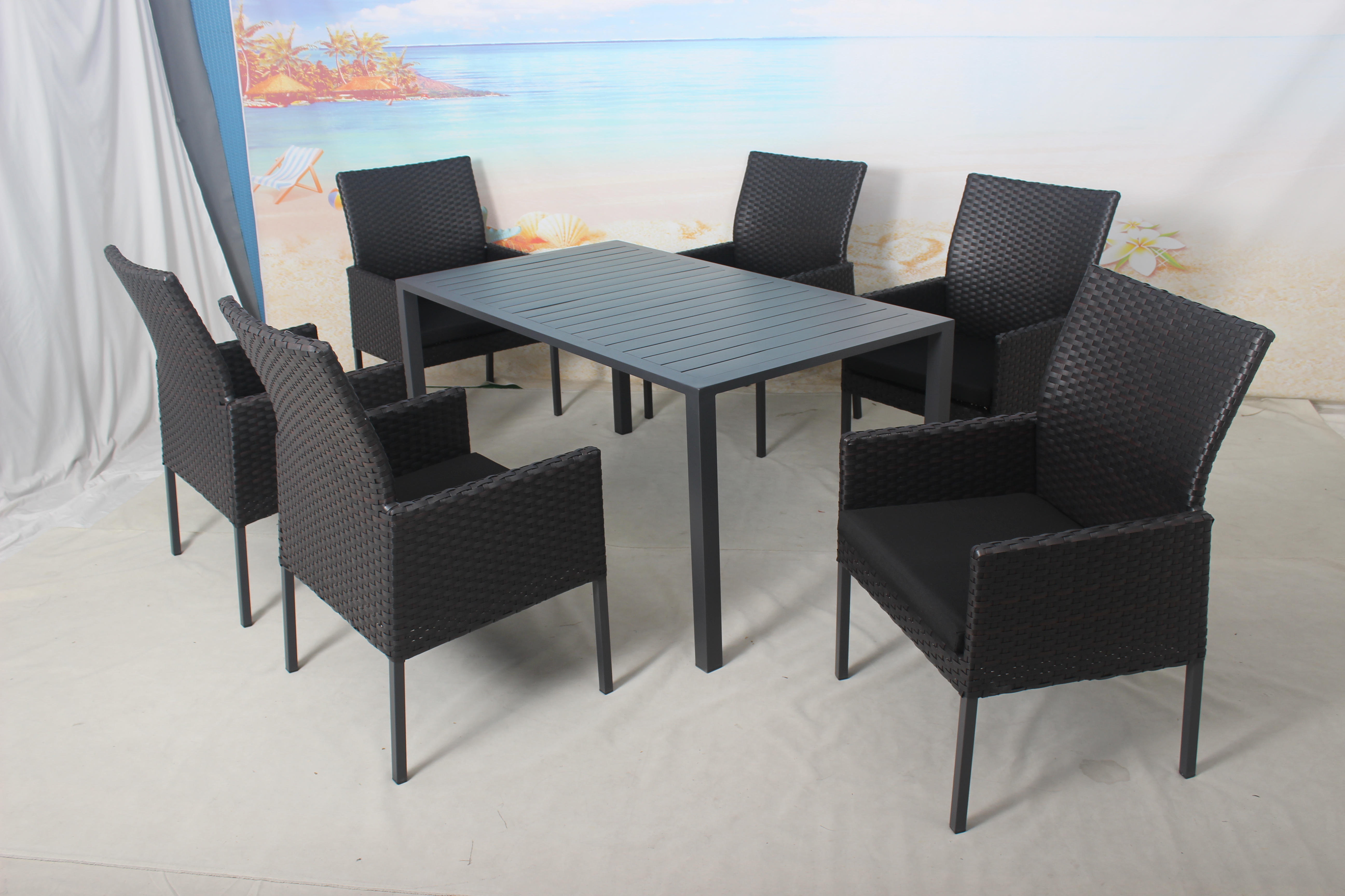 6 seater outdoor restaurant dining table set 