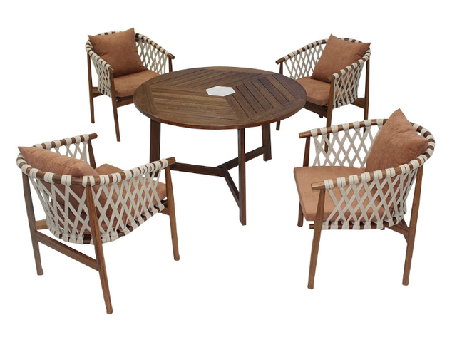 4 seater garden patio teak wood dinning chair set