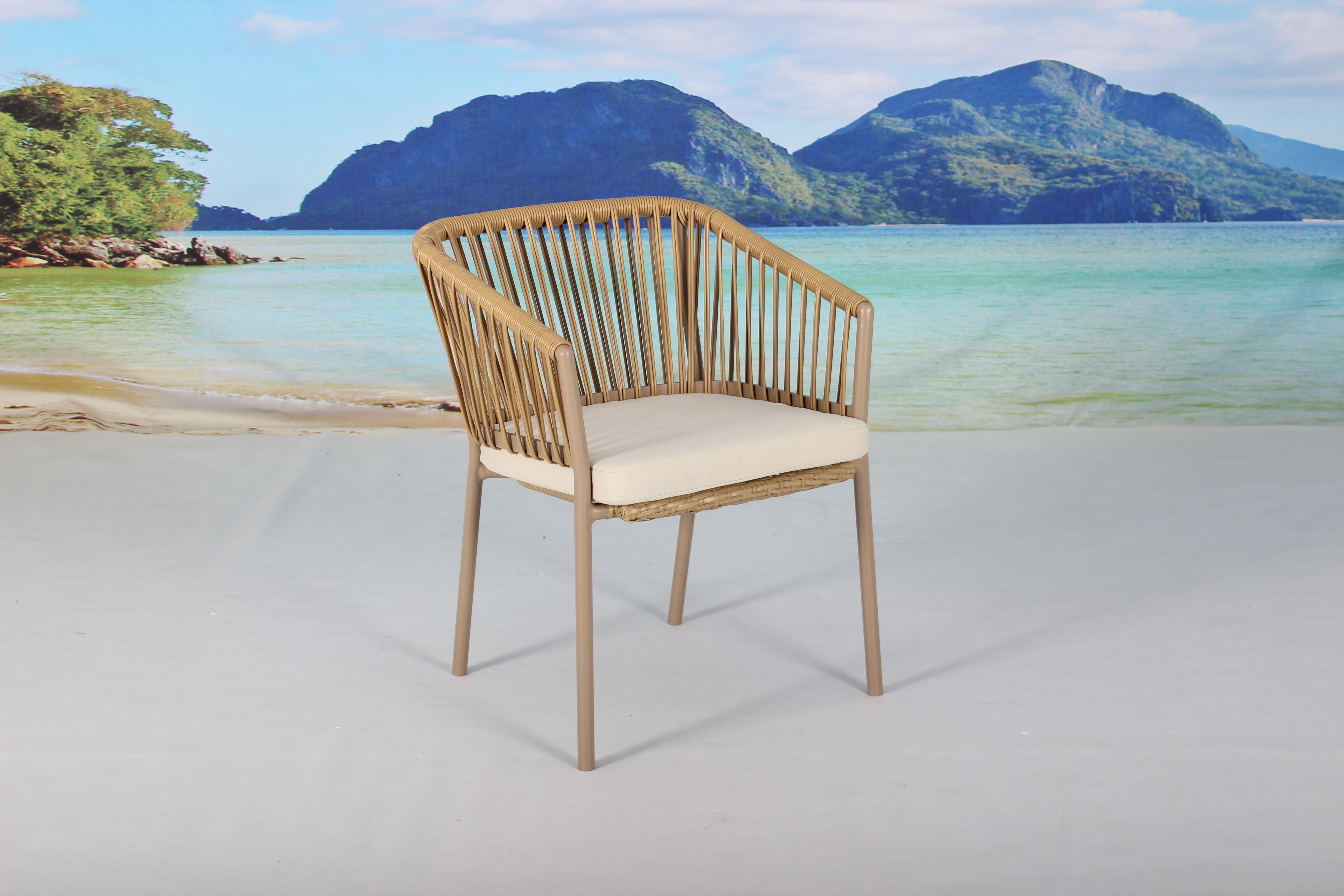 Patio rattan dining arm chair