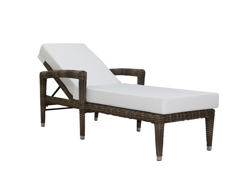 Outdoor hotel patio wicker reclining sun lounger