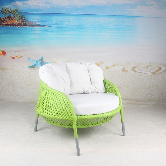 Green rattan patio single sofa chair