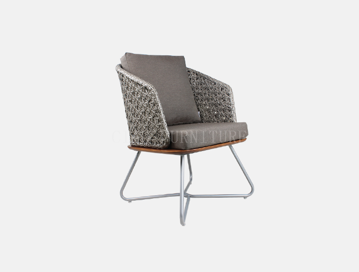 wicker braided grey modern outdoor single chair