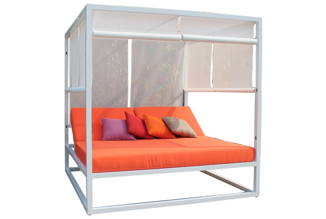 White aluminum outdoor daybed with canopy