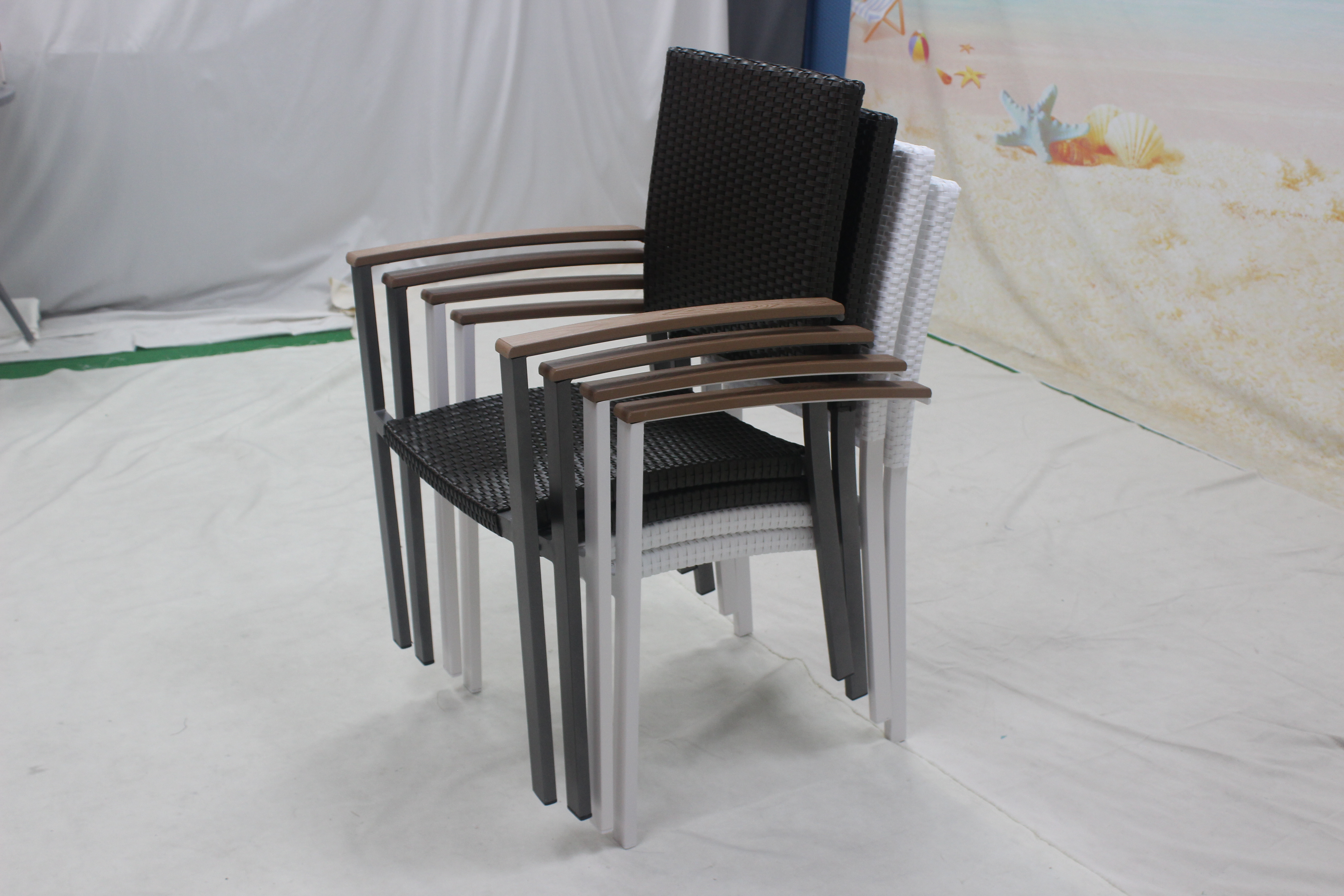 Patio PE rattan stackable dining chair