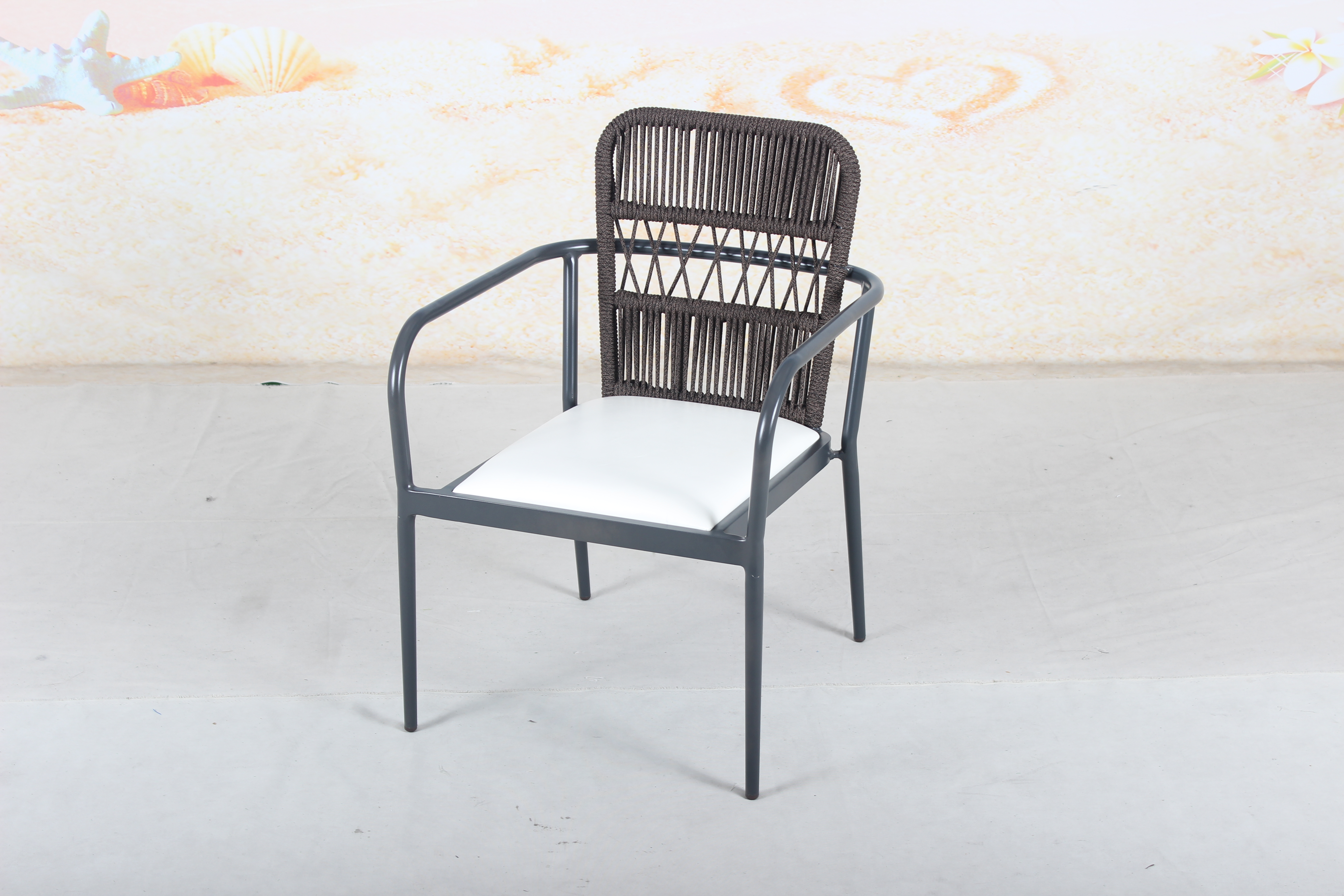 Outdoor restaurant rope woven dining chair