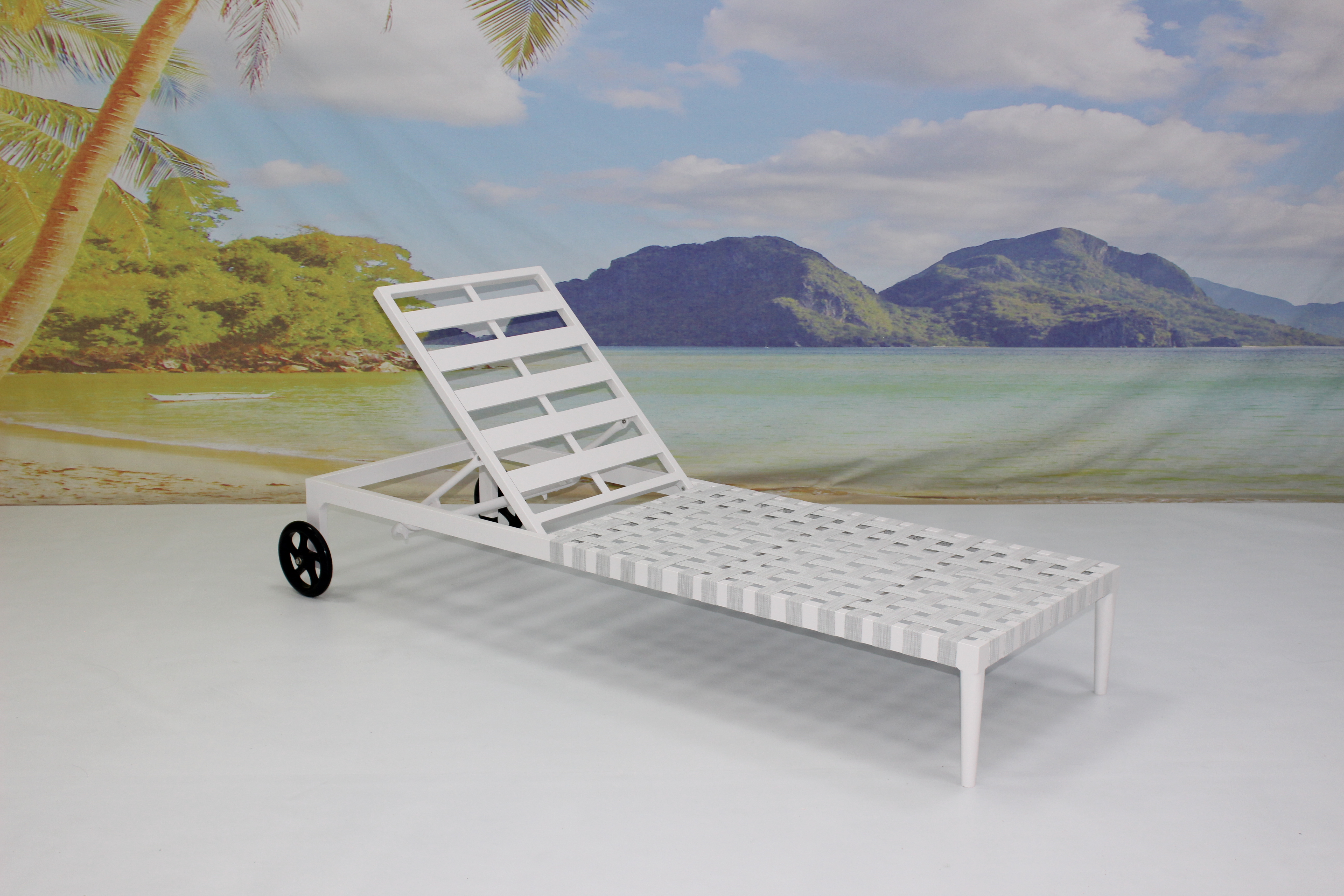 Commercial hotel poolside outdoor white aluminum sun lounger 