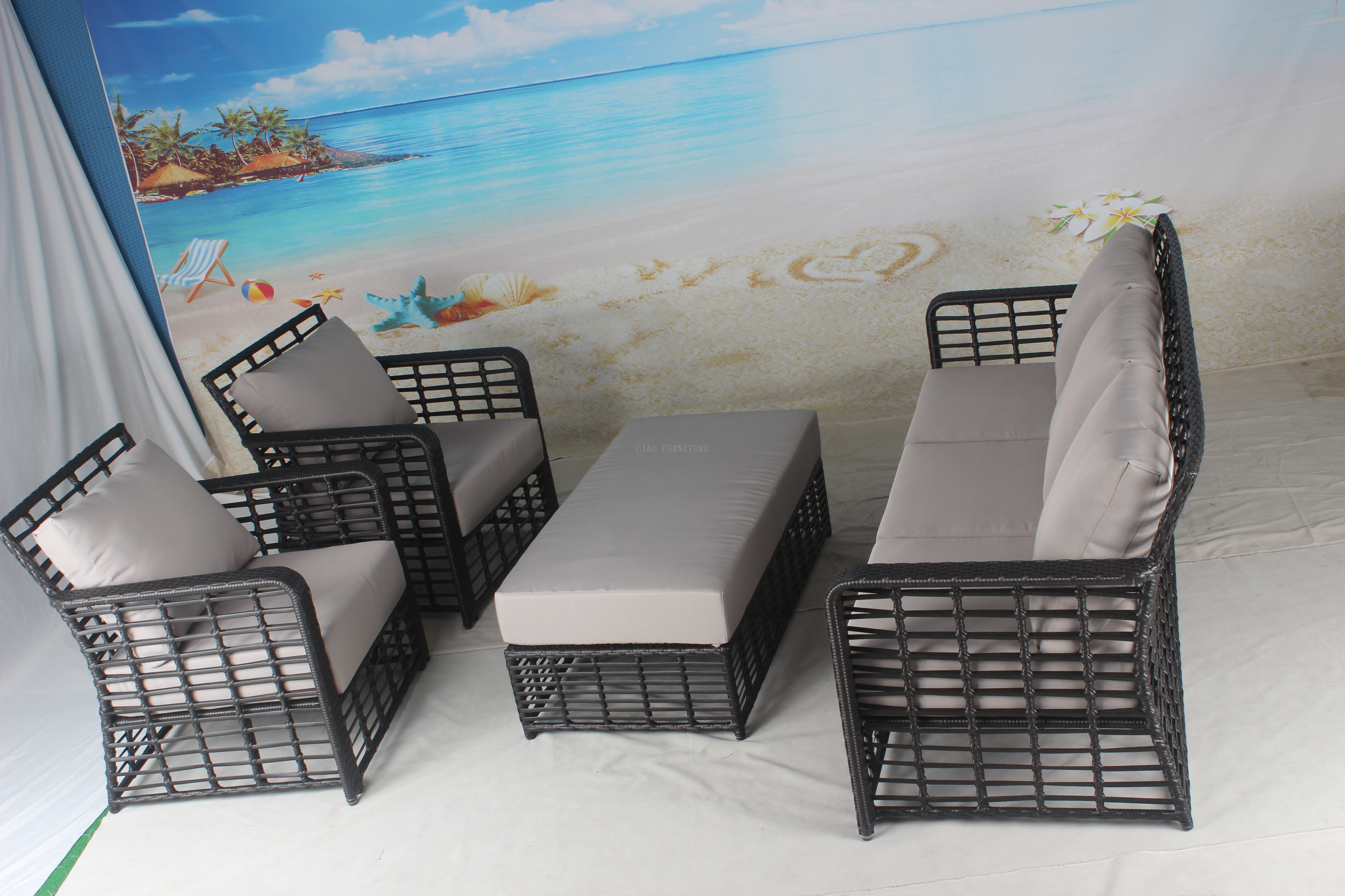 4 piece patio wicker sofa furniture set