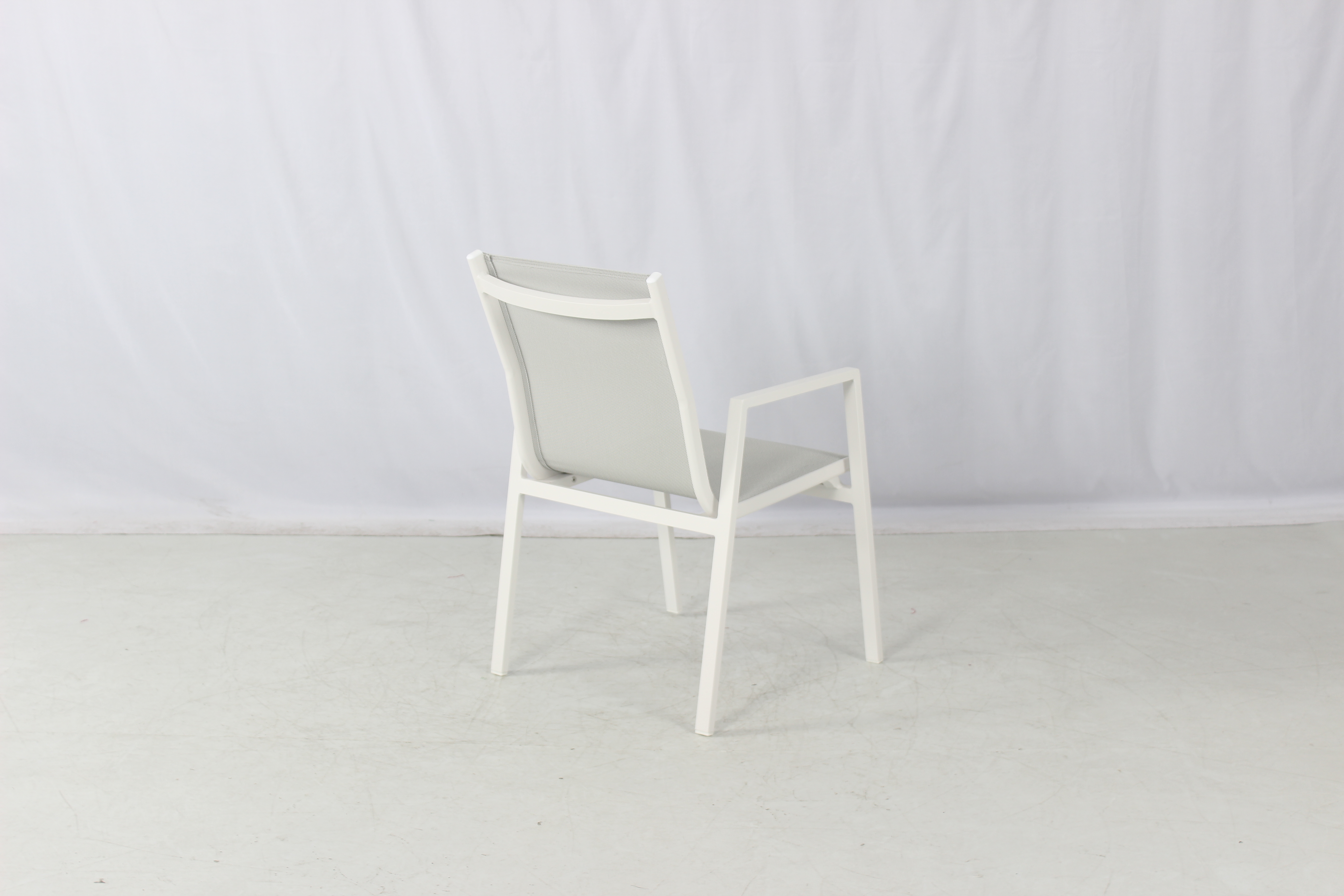 White aluminum 6 seater patio terrace dining furniture set