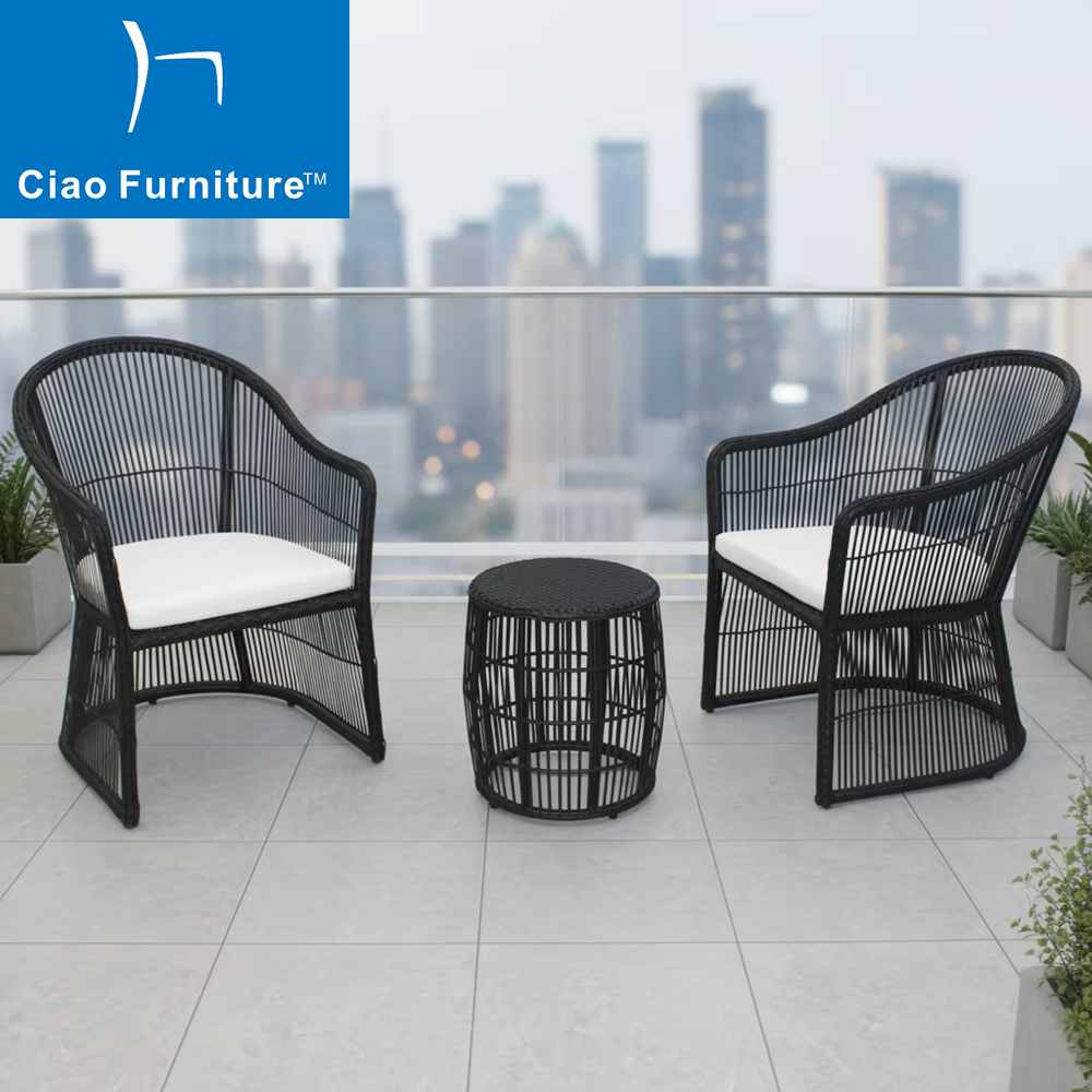 Synthetic rattan 3 pieces patio furniture bistro set