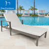 Outdoor wicker patio lounger with armrest