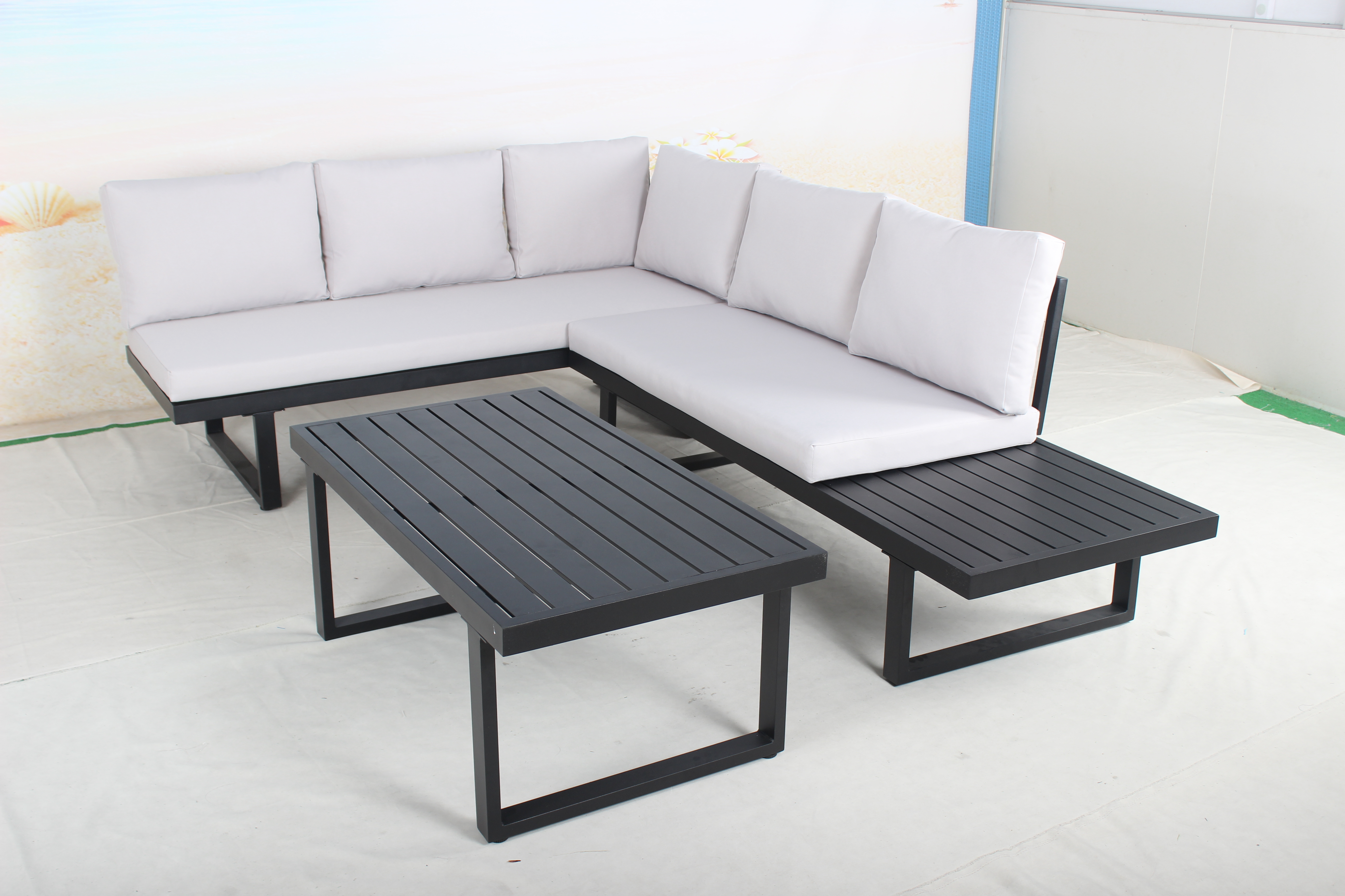 Modern KD aluminum outdoor garden sectional sofa 