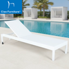 White garden pool rattan sun lounger