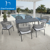 6 seater outdoor terrace dining table and rope chairs set 